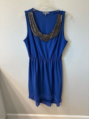 NY Collection Beaded Scoop Neck Sleeveless Dress - Blue
